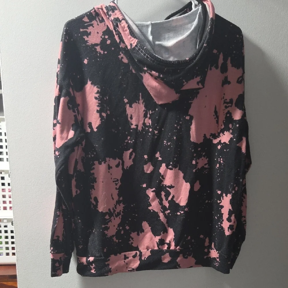 Black Hoodie with Pink Splatter Design - Picture 2 of 2
